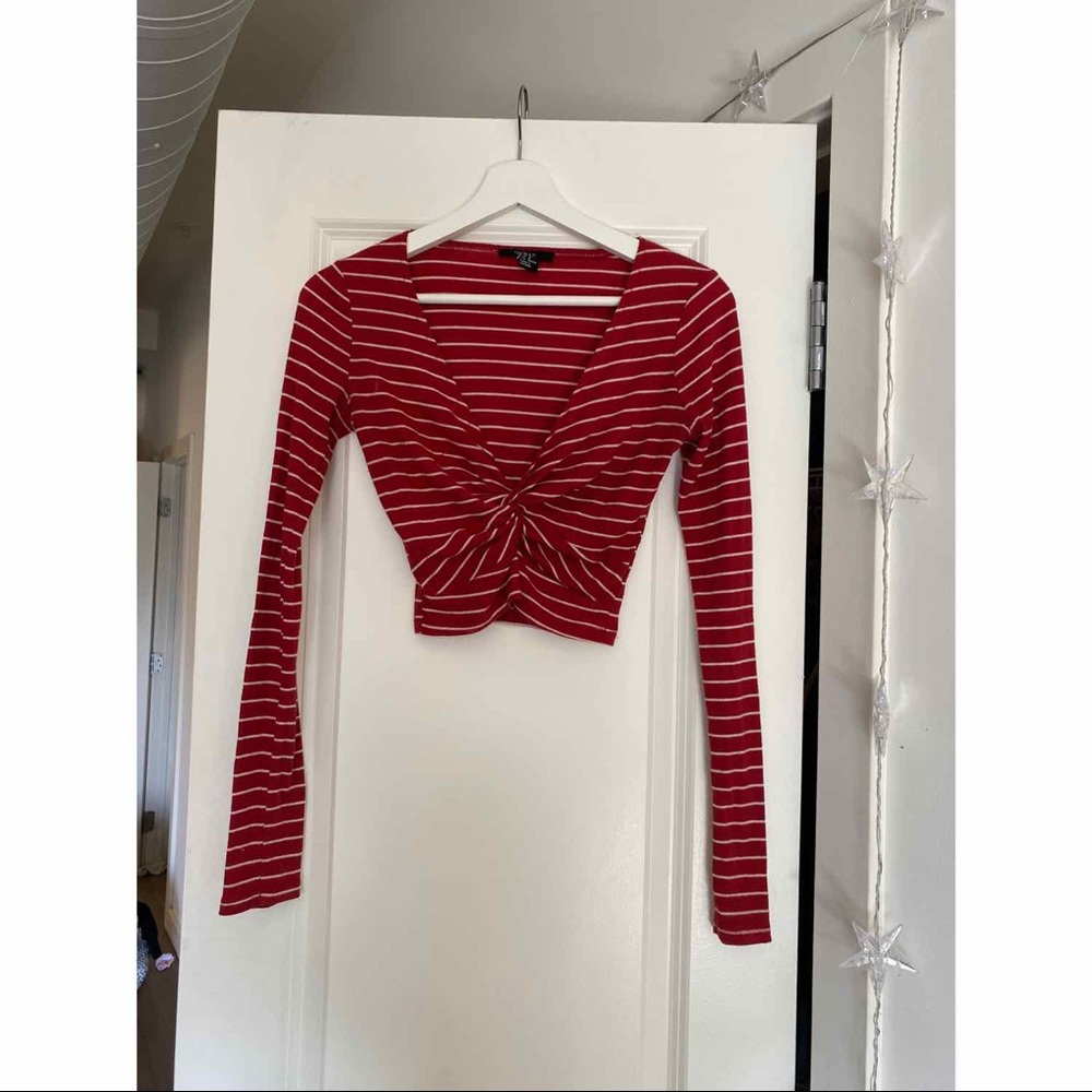 F21 Red & White Stripe Crop Top